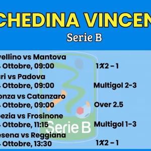 Schedina Vincente – Serie B 04 Ottobre 2025